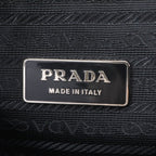 Prada Tessuto Nylon Triangle Logo Leather Handbag Tote Black — view 8