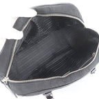 Prada Tessuto Nylon Triangle Logo Leather Handbag Tote Black — view 7