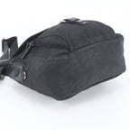 Prada Tessuto Nylon Triangle Logo Leather Shoulder Bag Crossbody Messenger Black — view 5