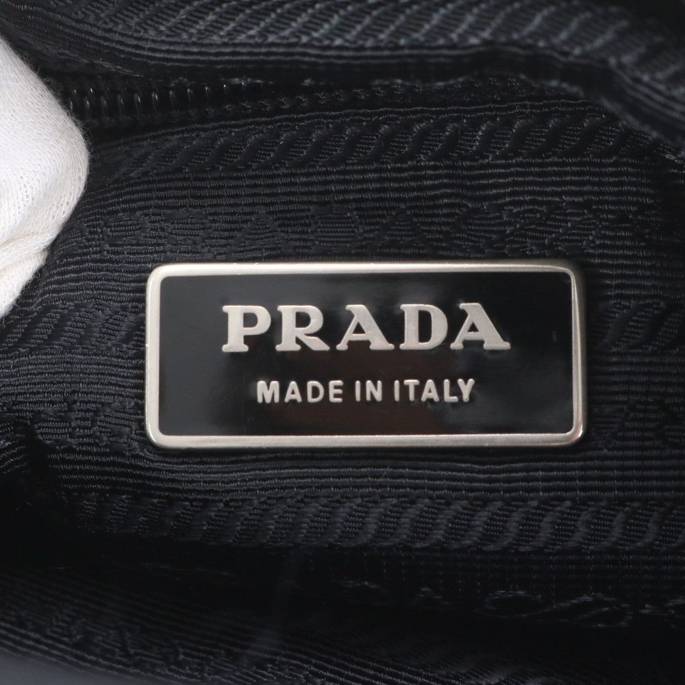 Prada Tessuto Nylon Triangle Logo Leather Shoulder Bag Crossbody Messenger Black — view 8