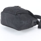 Prada Tessuto Nylon Triangle Logo Leather Shoulder Bag Crossbody Messenger Black — view 4