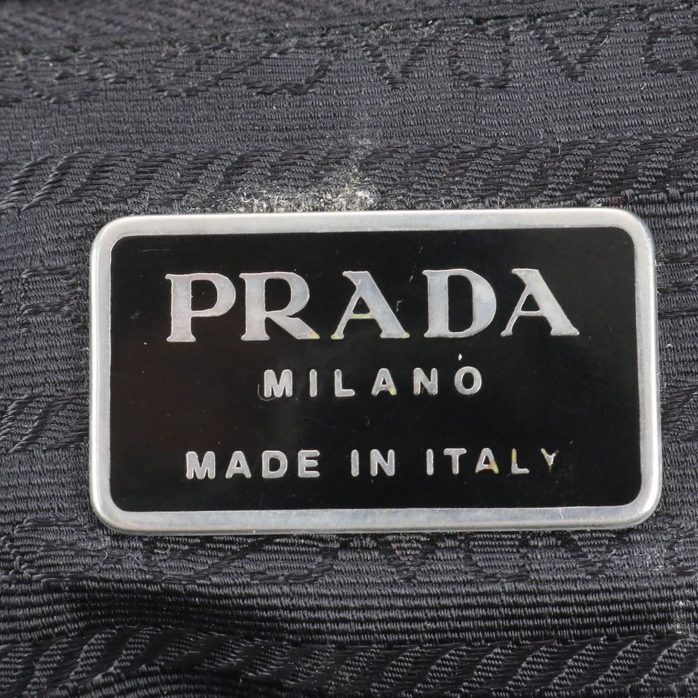 Prada Tessuto Nylon Triangle Logo Leather Backpack Black — view 8