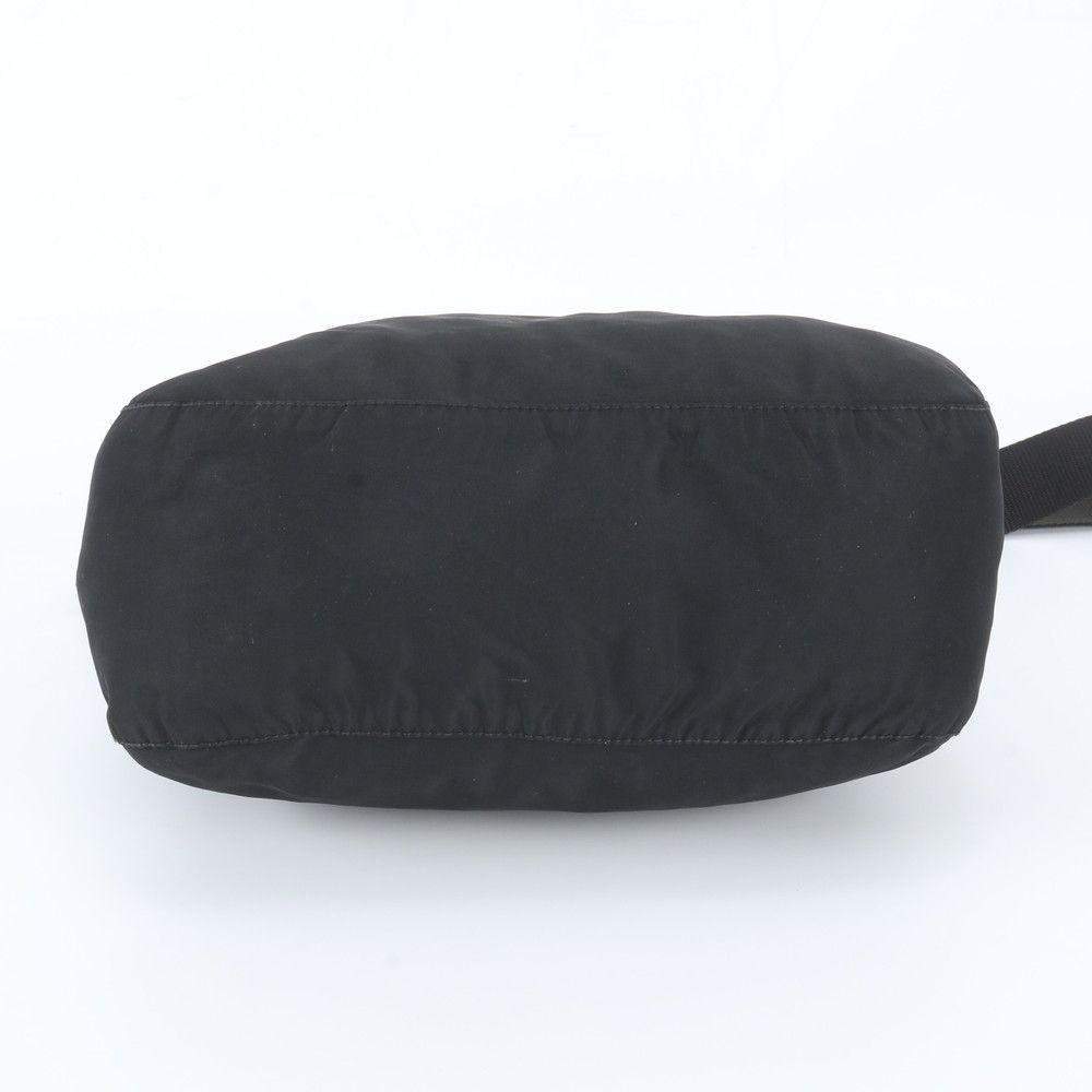 Prada Tessuto Nylon Triangle Logo Leather Shoulder Bag Crossbody Messenger Black — view 6