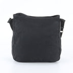 Prada Tessuto Nylon Triangle Logo Leather Shoulder Bag Crossbody Messenger Black — view 3