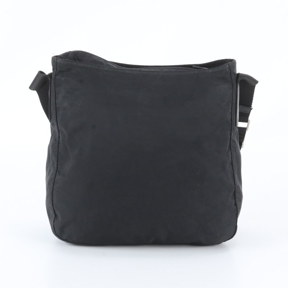 Prada Tessuto Nylon Triangle Logo Leather Shoulder Bag Crossbody Messenger Black — view 3