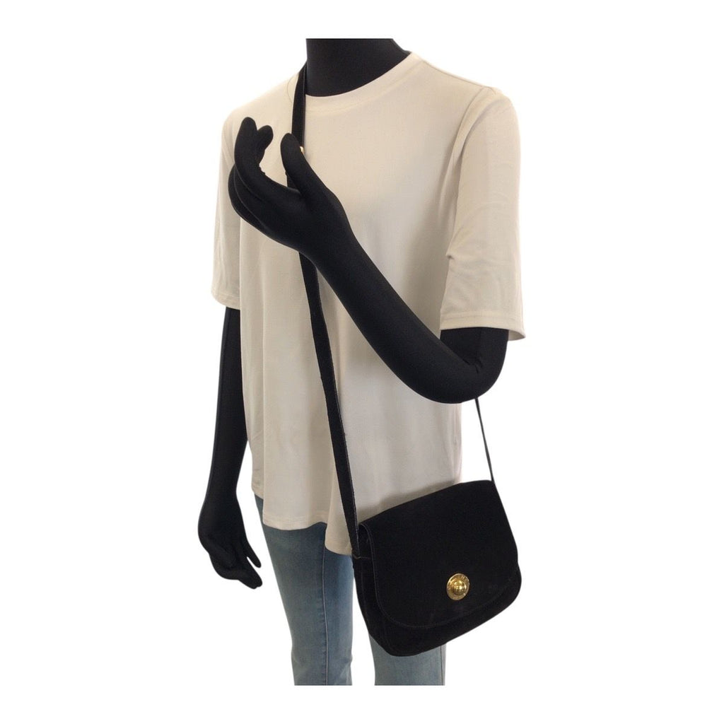 Celine Vintage Star Ball Black Gold Suede Shoulder Bag Pochette — view 7