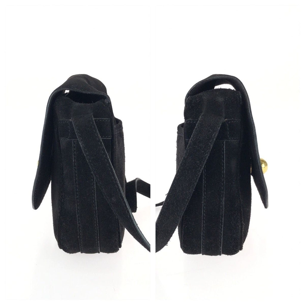 Celine Vintage Star Ball Black Gold Suede Shoulder Bag Pochette — view 8