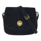 Celine Vintage Star Ball Black Gold Suede Shoulder Bag Pochette