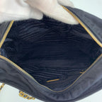Prada Vintage Tessuto Navy Gold Nylon Leather Tote Shoulder Bag — view 8