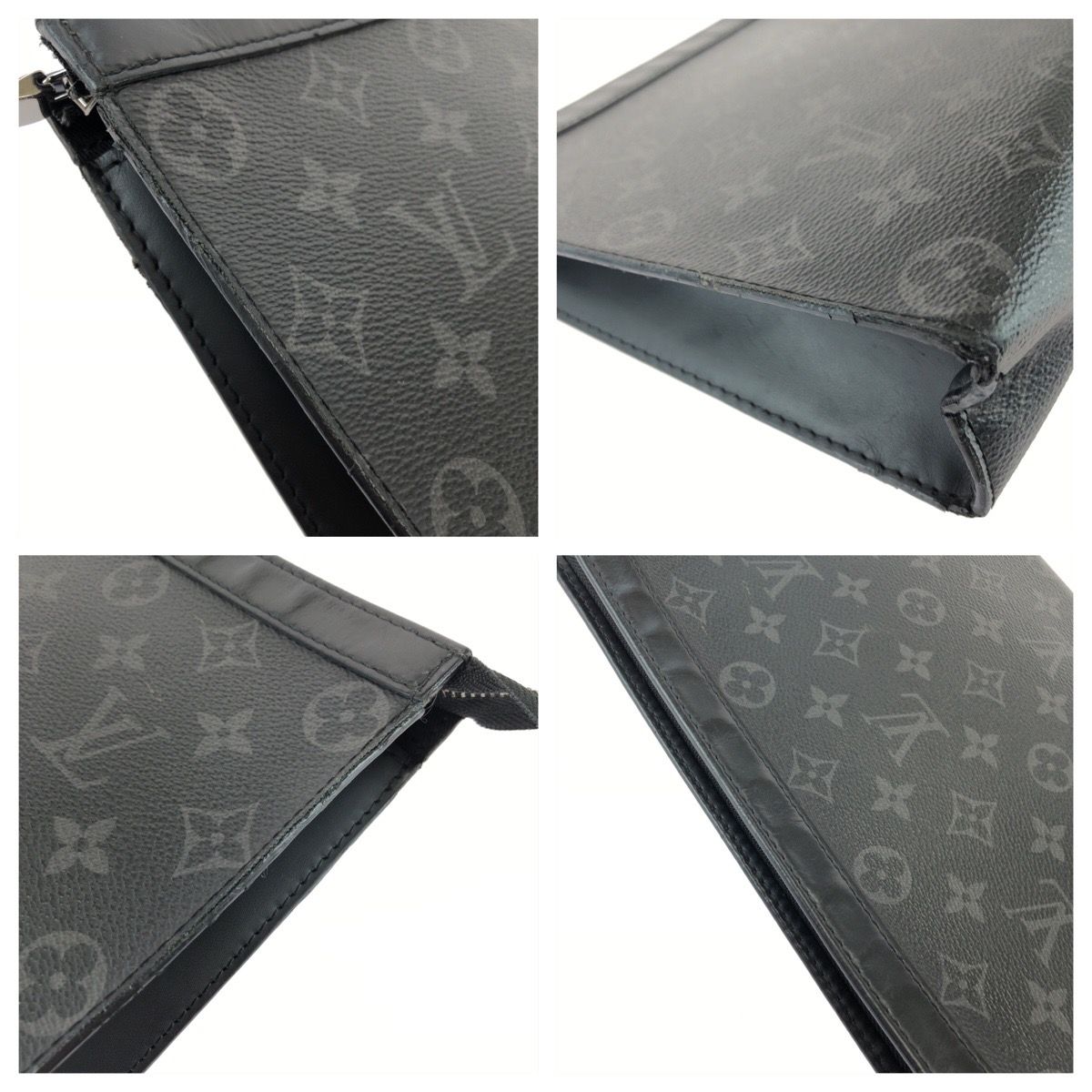 Louis Vuitton Monogram Eclipse Pochette Voyage MM Black Leather Clutch — view 5