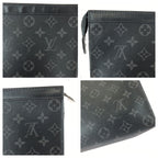 Louis Vuitton Monogram Eclipse Pochette Voyage MM Black Leather Clutch — view 6