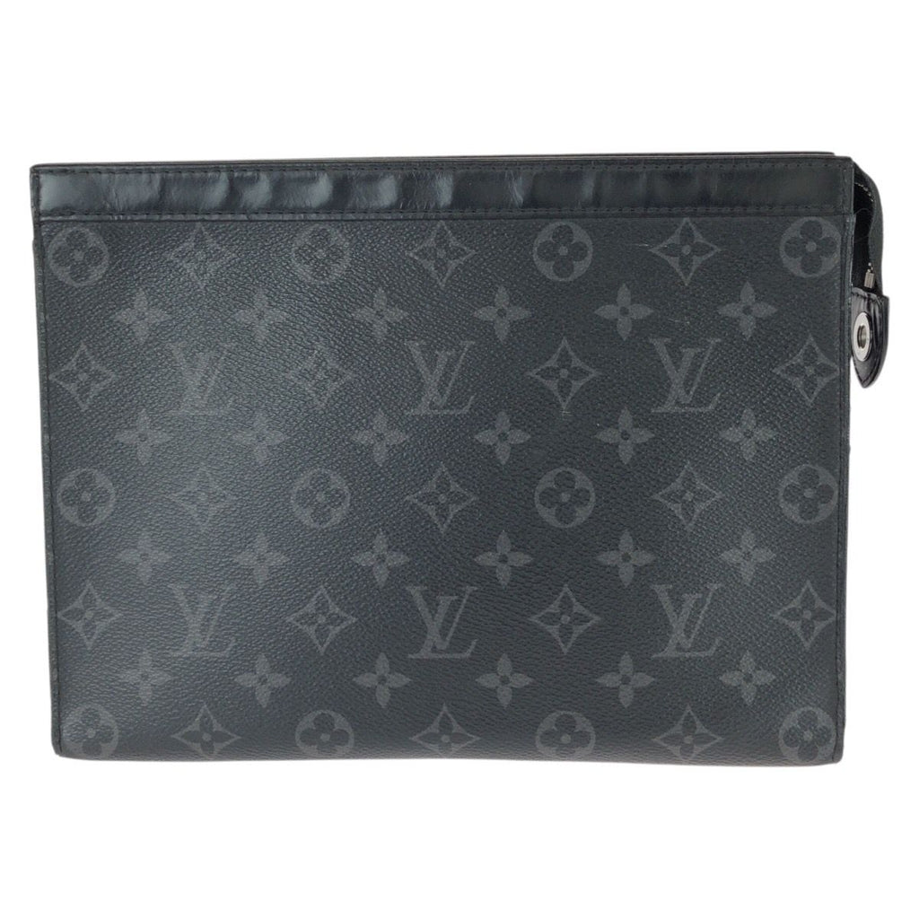 Louis Vuitton Monogram Eclipse Pochette Voyage MM Black Leather Clutch