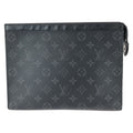 Louis Vuitton Monogram Eclipse Pochette Voyage MM Black Leather Clutch