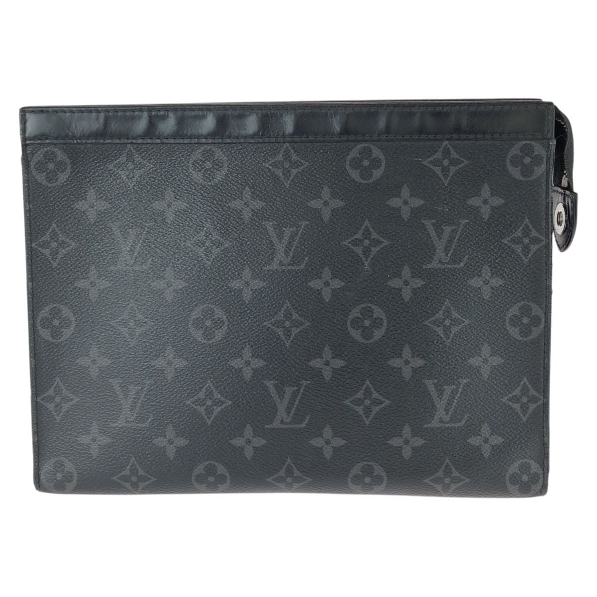 Louis Vuitton Monogram Eclipse Pochette Voyage MM Black Leather Clutch