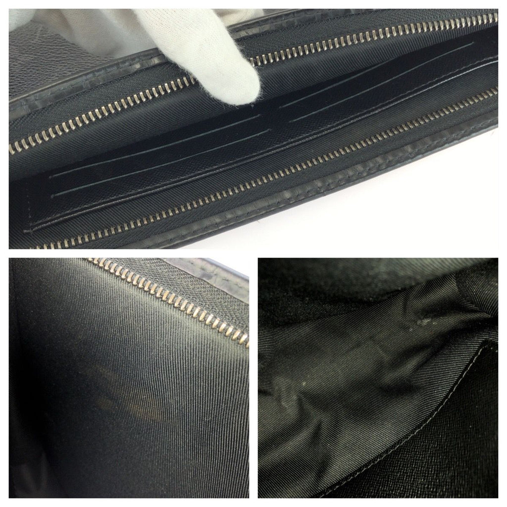 Louis Vuitton Monogram Eclipse Pochette Voyage MM Black Leather Clutch — view 7