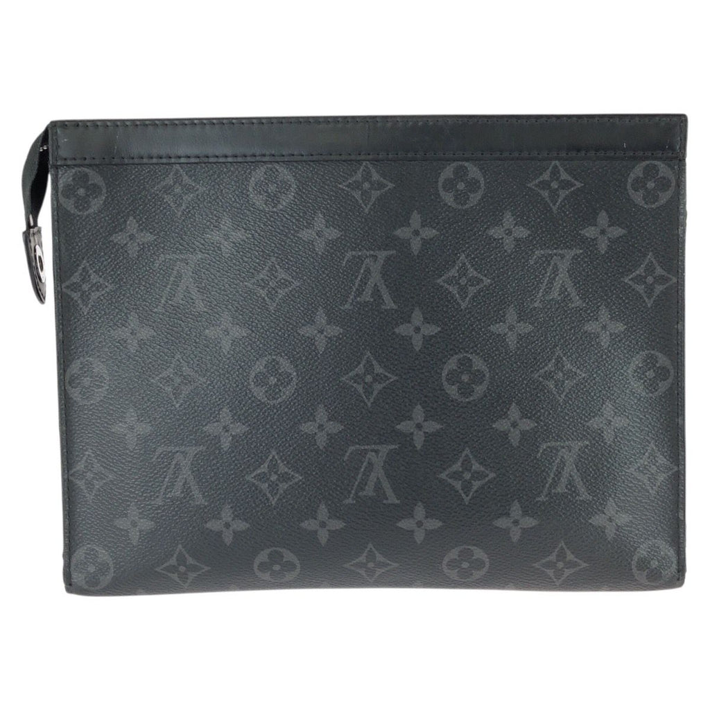 Louis Vuitton Monogram Eclipse Pochette Voyage MM Black Leather Clutch — view 2