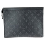 Louis Vuitton Monogram Eclipse Pochette Voyage MM Black Leather Clutch — view 2