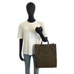 Fendi Selleria Zucca Brown Canvas Leather Tote Business Handbag — view 5