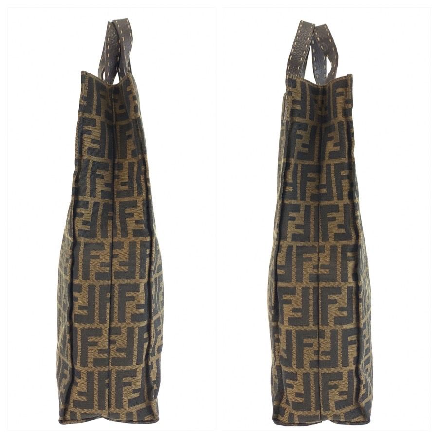 Fendi Selleria Zucca Brown Canvas Leather Tote Business Handbag — view 6