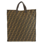 Fendi Selleria Zucca Brown Canvas Leather Tote Business Handbag — view 2