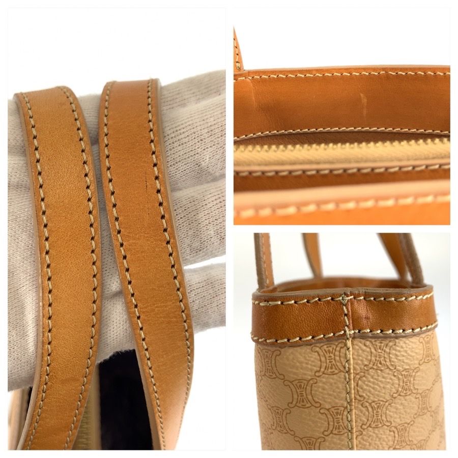Celine Vintage Macadam Beige Brown Tote Bag — view 5