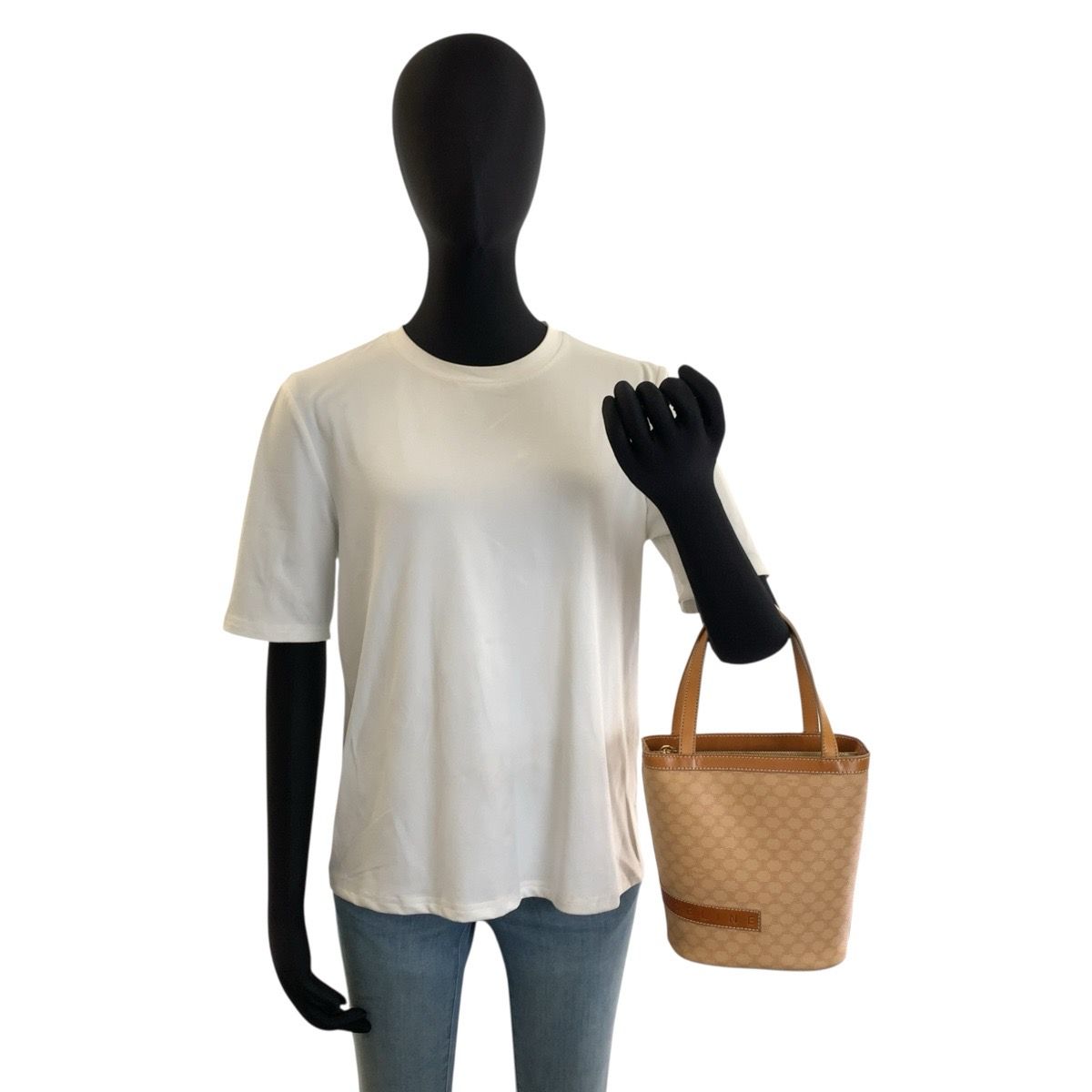 Celine Vintage Macadam Beige Brown Tote Bag — view 6