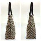 Gucci Black Beige Gold GG Canvas Leather Tote Shoulder Bag — view 7