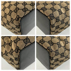 Gucci Black Beige Gold GG Canvas Leather Tote Shoulder Bag — view 4