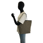 Gucci Black Beige Gold GG Canvas Leather Tote Shoulder Bag — view 6