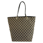 Gucci Black Beige Gold GG Canvas Leather Tote Shoulder Bag — view 2