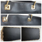 Gucci Black Beige Gold GG Canvas Leather Tote Shoulder Bag — view 5