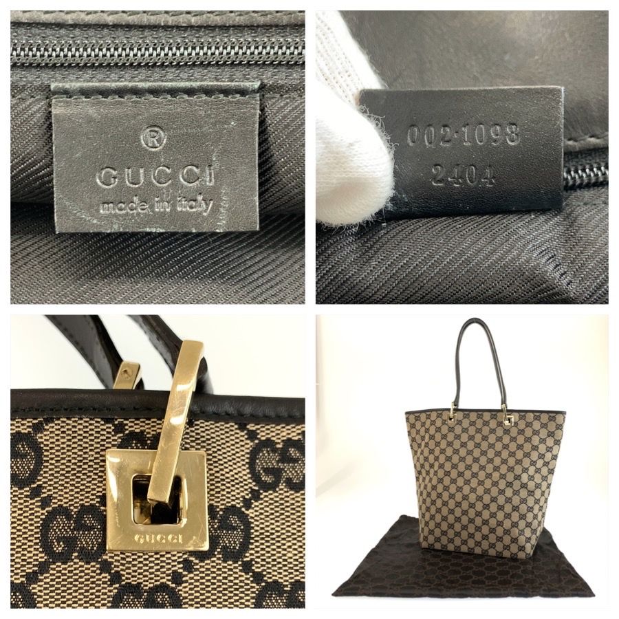 Gucci Black Beige Gold GG Canvas Leather Tote Shoulder Bag — view 3