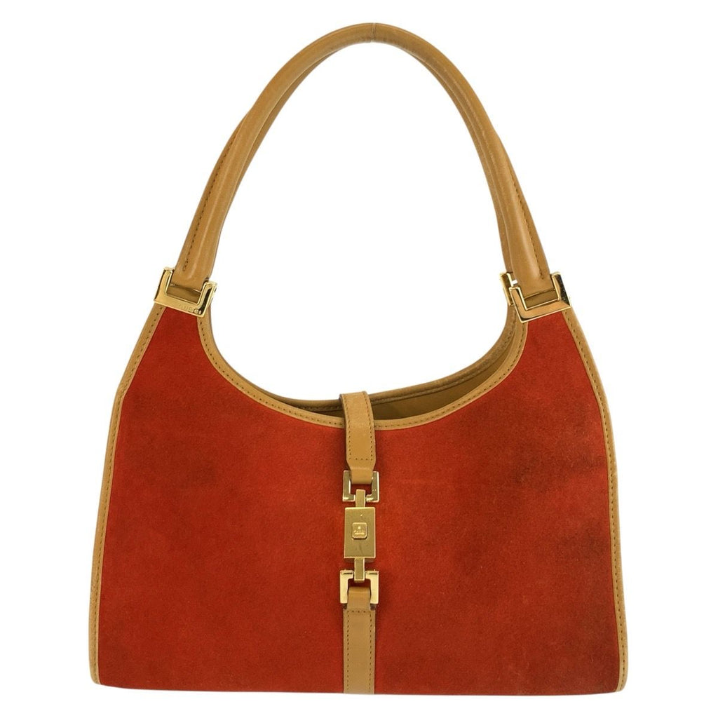 Gucci Jackie Orange Gold Suede Leather Tote Bag