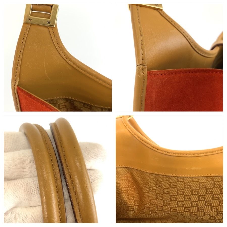Gucci Jackie Orange Gold Suede Leather Tote Bag — view 5