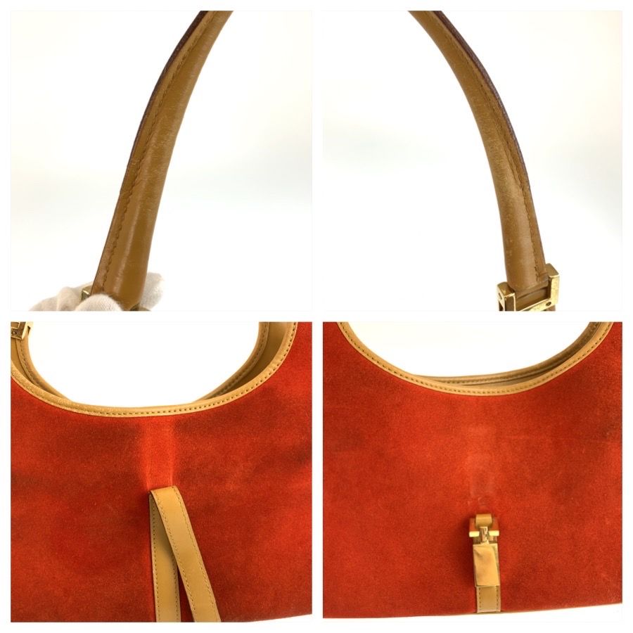 Gucci Jackie Orange Gold Suede Leather Tote Bag — view 6