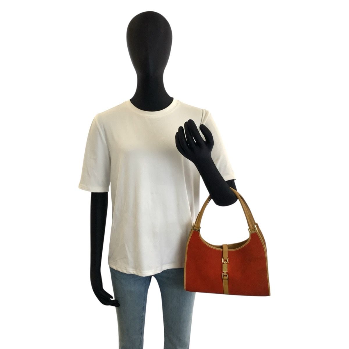 Gucci Jackie Orange Gold Suede Leather Tote Bag — view 7