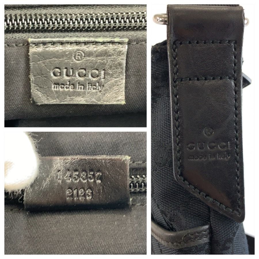 Gucci Black Silver GG Canvas Shoulder Bag Pochette — view 3