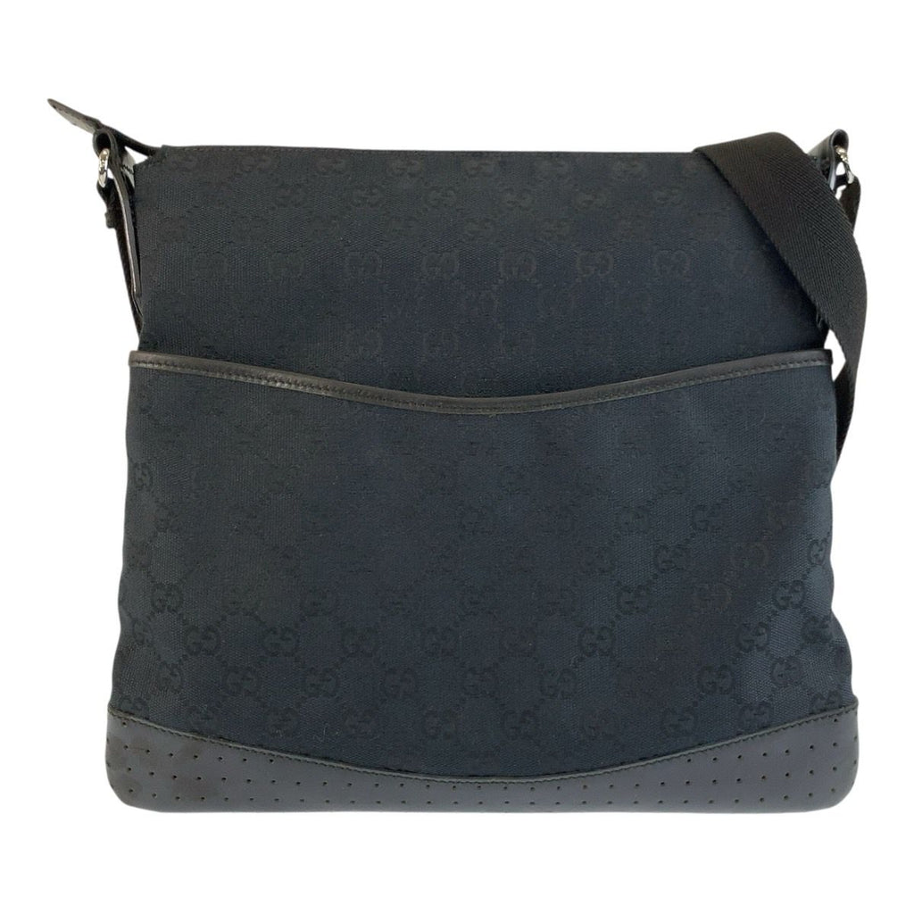 Gucci Black Silver GG Canvas Shoulder Bag Pochette
