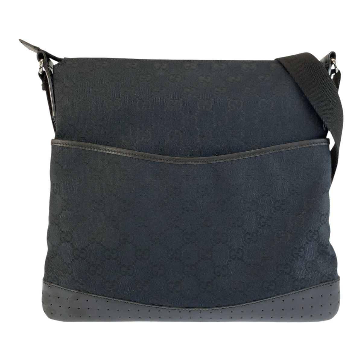 Gucci Black Silver GG Canvas Shoulder Bag Pochette