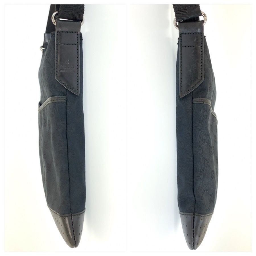 Gucci Black Silver GG Canvas Shoulder Bag Pochette — view 7