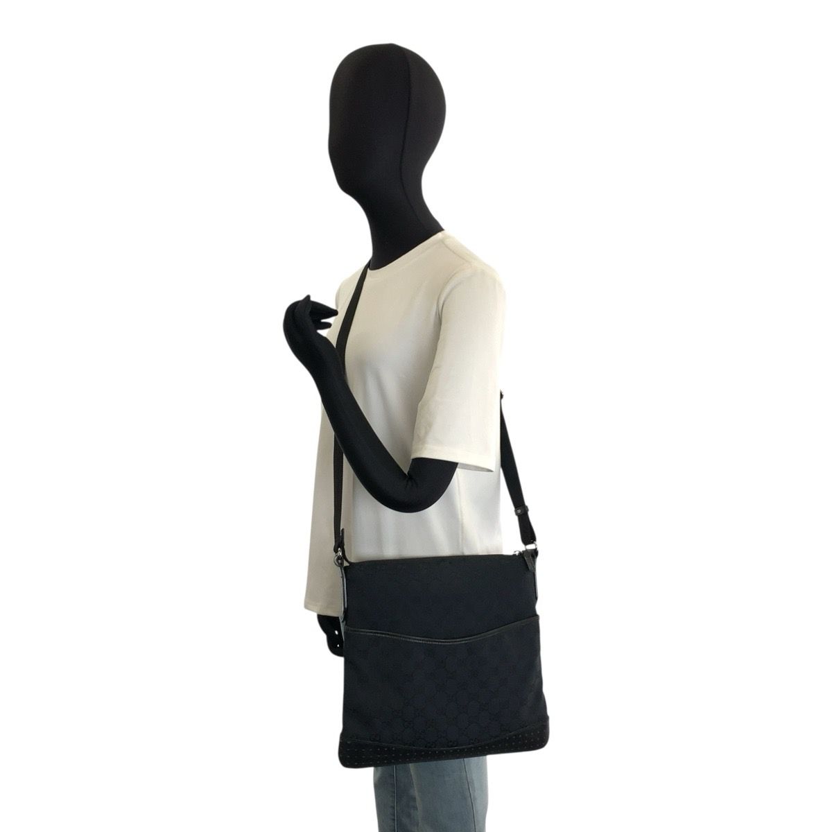 Gucci Black Silver GG Canvas Shoulder Bag Pochette — view 6
