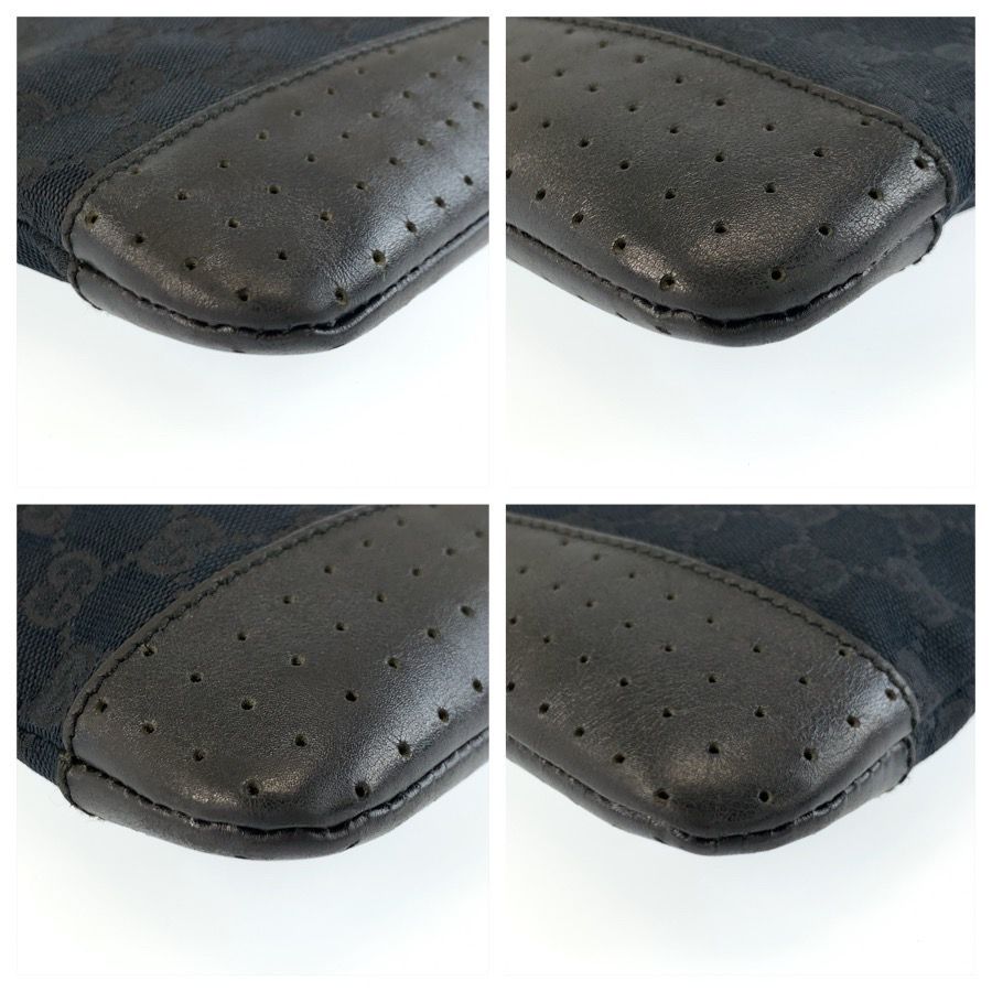 Gucci Black Silver GG Canvas Shoulder Bag Pochette — view 4