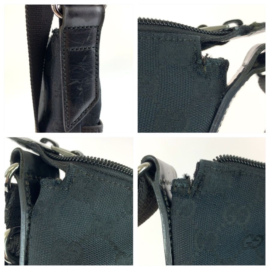 Gucci Black Silver GG Canvas Shoulder Bag Pochette — view 5