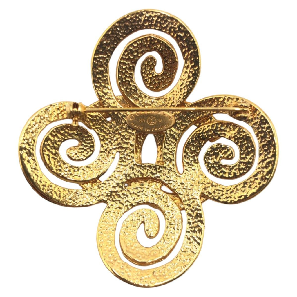 Chanel Vintage CC Logo Gold Metal Brooch — view 2