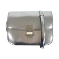 Celine Classic Box Medium Silver Leather Shoulder Bag Pochette