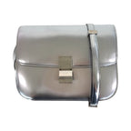 Celine Classic Box Medium Silver Leather Shoulder Bag Pochette