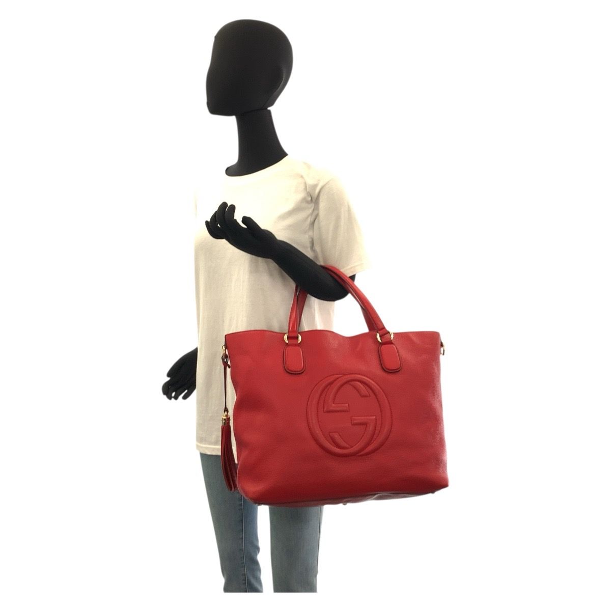Gucci Soho Red Gold Leather Tote Bag — view 6