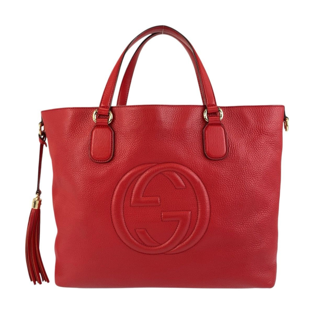 Gucci Soho Red Gold Leather Tote Bag