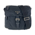 Prada Tessuto Black Silver Nylon Shoulder Bag Pochette
