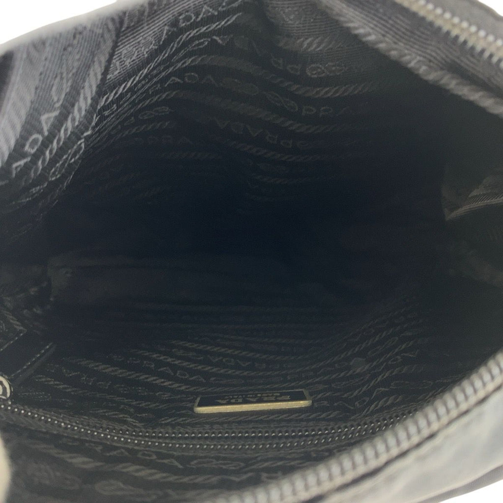 Prada Tessuto Black Silver Nylon Shoulder Bag Pochette — view 6
